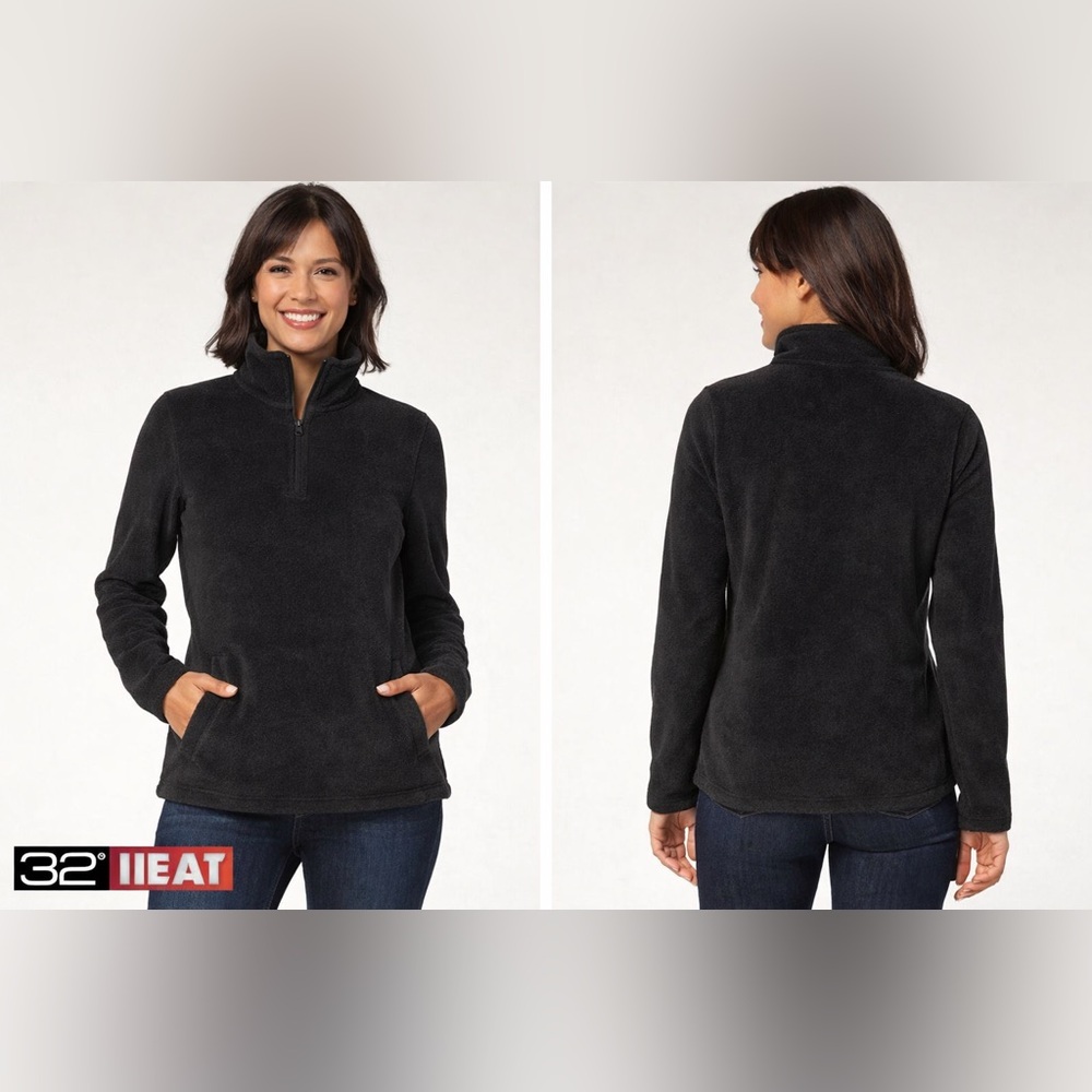 32° Heat Black Quarter Zip Fleece Pullover Size
Large NWT